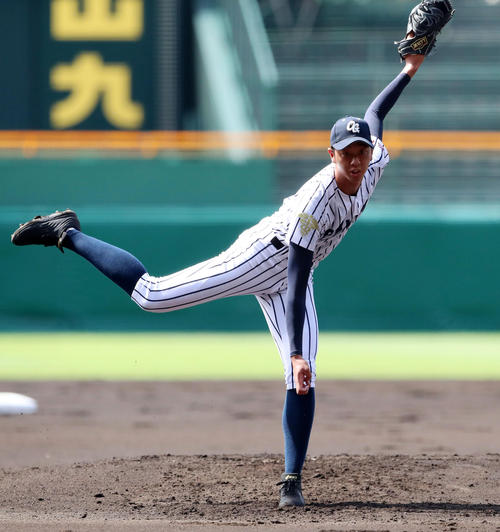 沖学園対大阪桐蔭　大阪桐蔭戦に先発する石橋（撮影・加藤哉）