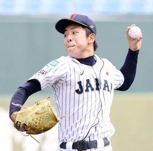 中国対日本　日本先発の板川（撮影・垰建太）