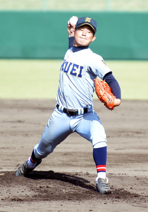 仙台育英対花巻東 前日に続いて先発登板した仙台育英・大栄(撮影・鎌田直秀)