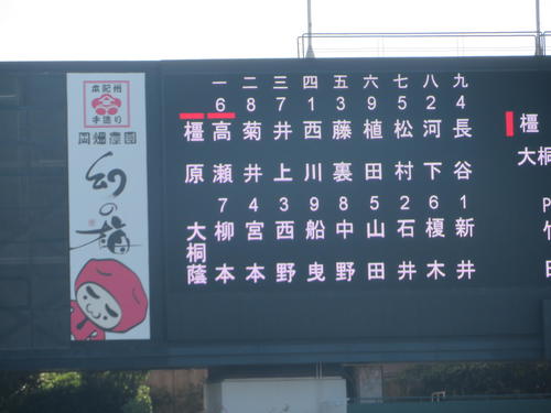 橿原-大阪桐蔭のスターティングメンバー(撮影・磯綾乃)