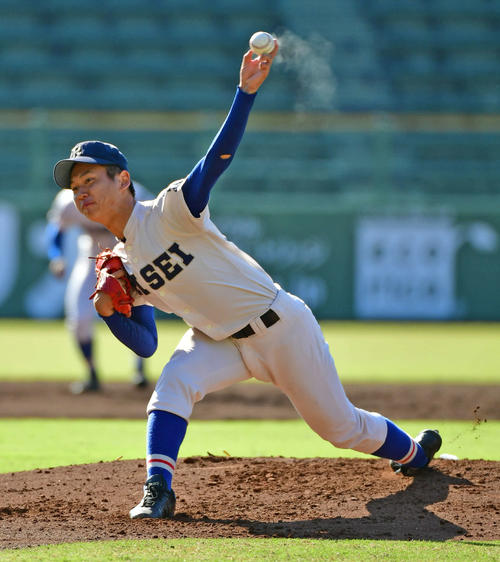 近畿大会準々決勝　福知山成美対履正社　履正社先発清水大成投手（撮影・清水貴仁）