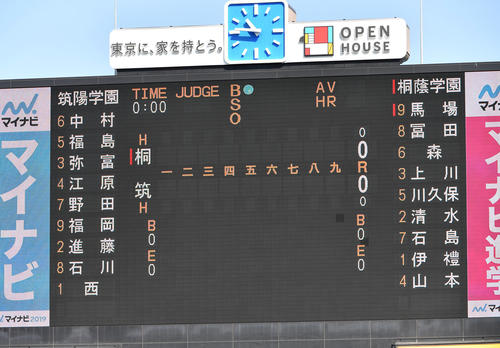 桐蔭学園対筑陽学園スタメン（撮影・柴田隆二）