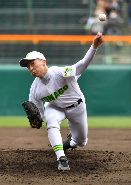 札幌大谷対米子東 先発した米子東・森下(撮影・柴田隆二)