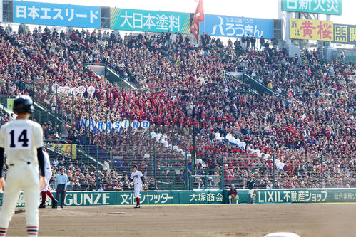 習志野対日章学園 三塁側の習志野応援団(撮影・加藤哉)