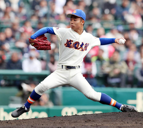 石岡一対盛岡大付 石岡一戦に先発する阿部(撮影・加藤哉)