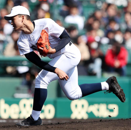 富岡西対東邦 富岡西戦に先発する石川(撮影・加藤哉)