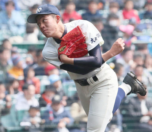 松山聖陵対大分　大分・先発の長尾凌我（撮影・上山淳一）