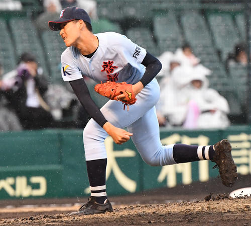 智弁和歌山対啓新　啓新先発の安積航大（撮影・奥田泰也）