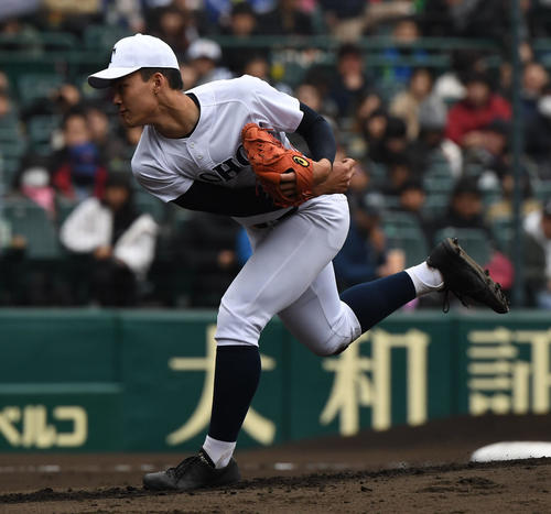 東邦対広陵　東邦先発の石川昂弥（撮影・奥田泰也）