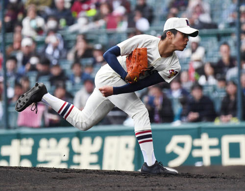 習志野対東邦　習志野先発の山内翔太（撮影・奥田泰也）