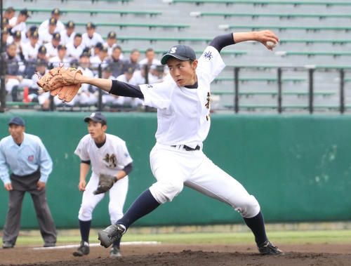 札幌第一対札幌新川　1安打完封勝ちした札幌新川・秋山（撮影・浅水友輝）