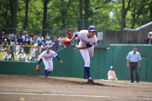 山村学園対習志野 山村学園先発の和田投手(撮影・保坂淑子)