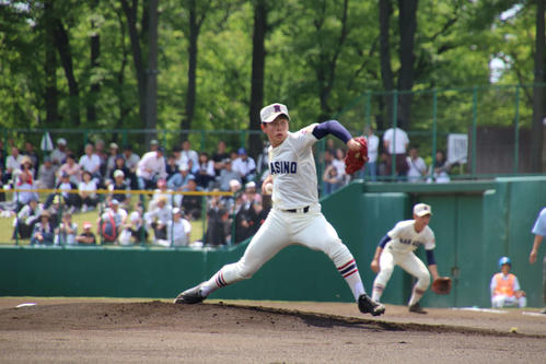 山村学園対習志野 習志野先発の山本投手(撮影・保坂淑子)