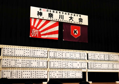 高校野球神奈川大会の抽選結果（撮影・金子真仁）