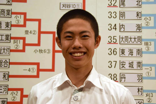 今夏の愛知県大会で選手宣誓を務めることが決まった大府東・平野主将（撮影・望月千草）