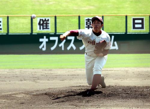 旭川西対旭川大高　8回6安打無失点と好投した旭川大高の杉山（撮影・永野高輔）