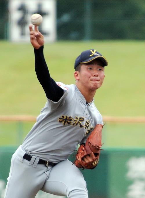 米沢中央対北村山　米沢中央の木城は4回無安打無失点8奪三振で勝利に貢献