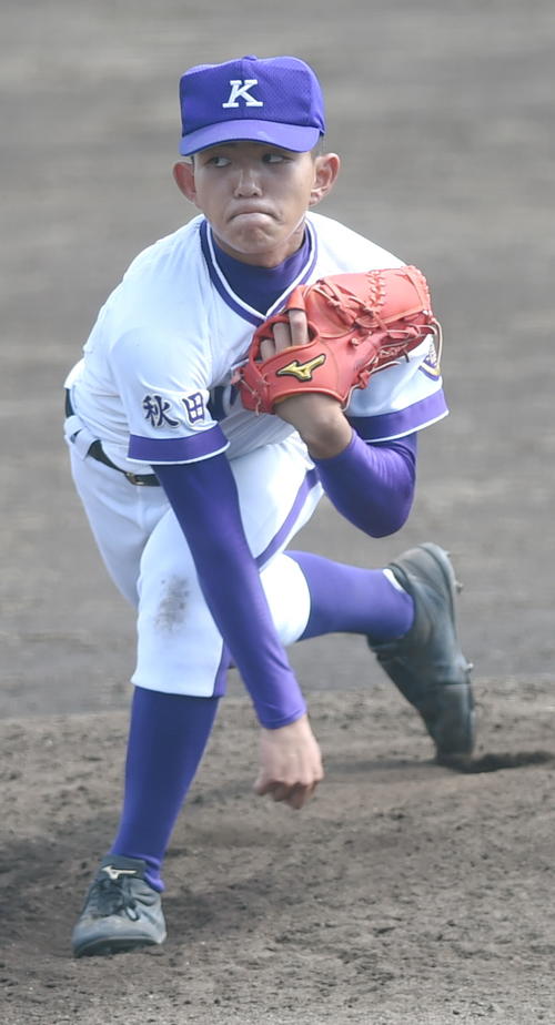 雄物川対金足農　2番手で好投した金足農・山形（撮影・山田愛斗）