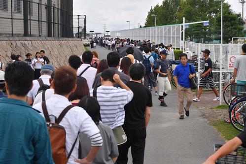 東淀川対大阪桐蔭　大阪桐蔭対東淀川戦を見ようと大勢詰めかけたファン（撮影・上田博志）
