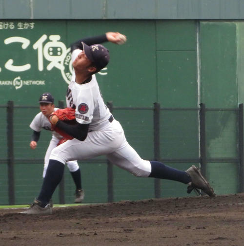関西対倉敷天城　7回2失点完投した関西・赤穂旺亮投手（撮影・磯綾乃）