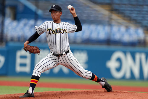 江戸川対帝京　先発で力投する帝京・田代（撮影・伊作将希）