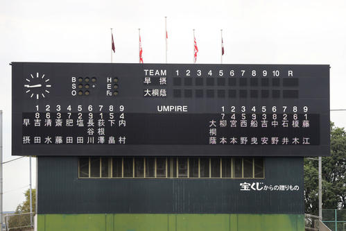 早稲田摂陵対大阪桐蔭　両校スタメン（撮影・加藤哉）