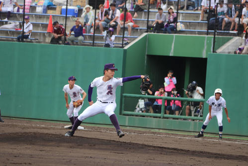 第101回全国高等学校野球選手権茨城大会　藤代対霞ケ浦　好投する藤代・中山（撮影・倉田祥太）　