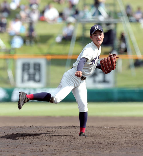 北照対札幌国際情報　北照先発の桃枝（撮影・佐藤翔太）