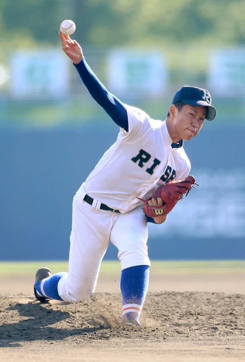 7回ノーヒットノーランを達成した履正社の岩崎（撮影・上山淳一）