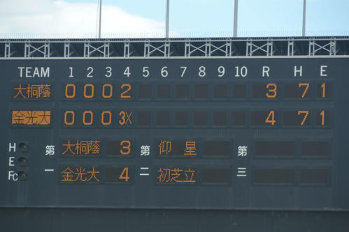 延長14回に及んだ大阪桐蔭と金光大阪のスコア（撮影・望月千草）