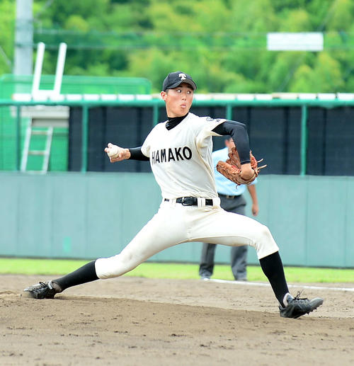 9回8安打2失点で完投した浜松工・杉田