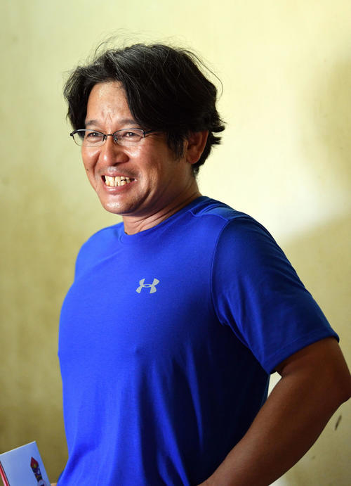 花咲徳栄対山村学園　試合後笑顔で取材に応じる花咲徳栄・岩井監督（撮影・滝沢徹郎）