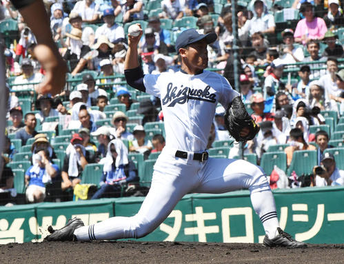 津田学園対静岡　静岡先発の松下静（撮影・奥田泰也）