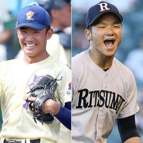 星稜・奥川（左）と立命館宇治・高木