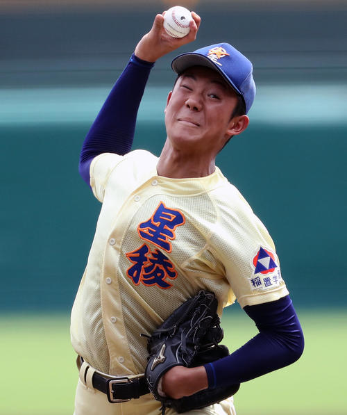 中京学院大中京対星稜　7回2安打無失点と好投した星稜・奥川（撮影・宇治久裕）