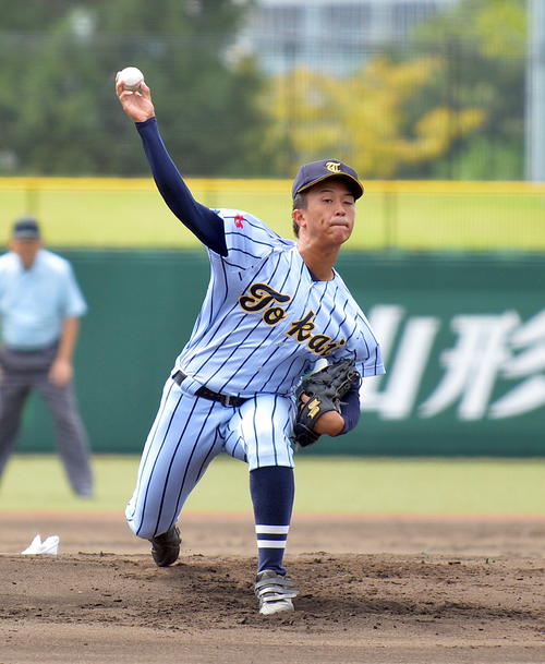 東海大山形対寒河江　4回2失点の東海大山形・桑山