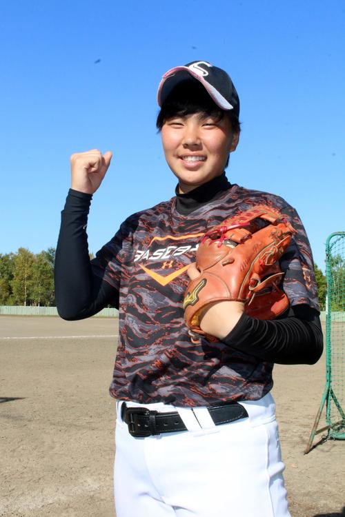 11月の女子野球アジアカップに向け意気込む札幌新陽の亀田投手（撮影・永野高輔）