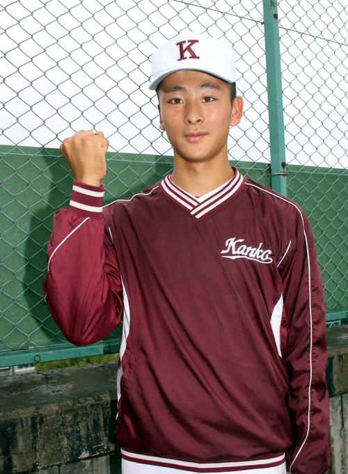 函館地区予選での出塁率8割5分7厘の函館工・金田一塁手（撮影・永野高輔）