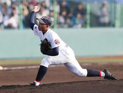 京都翔英対履正社 京都翔英先発の池島(撮影・前田充)