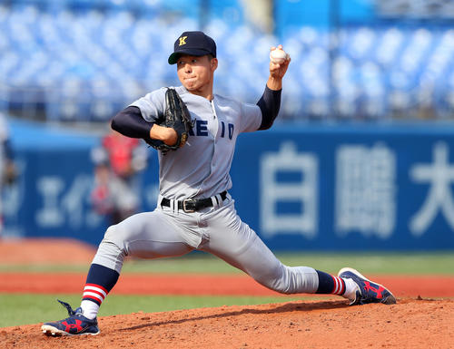 城西国際大対慶大　2番手の慶大・増居（撮影・大野祥一）