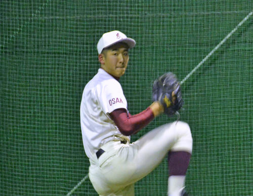近大泉州の原石左腕・中尾純一朗投手（撮影・望月千草）