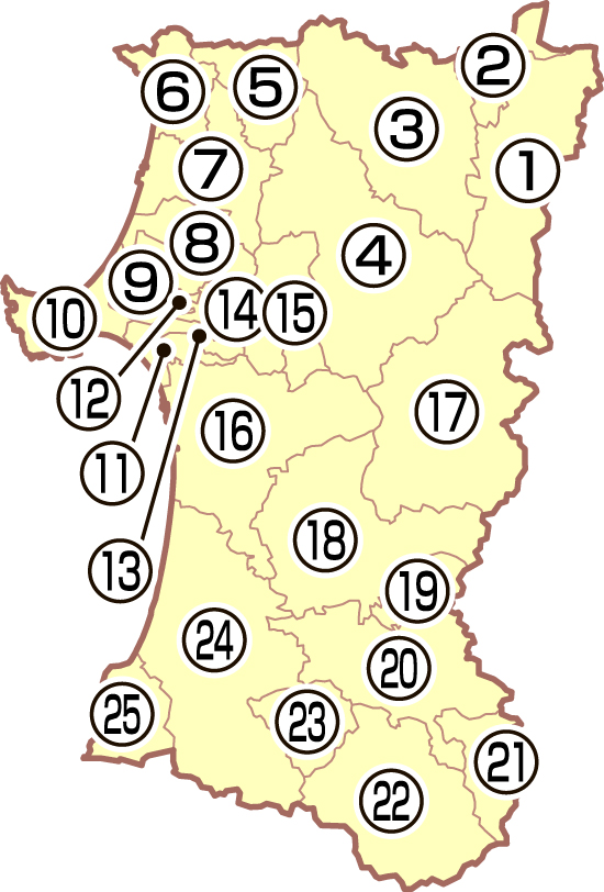 秋田県の地図