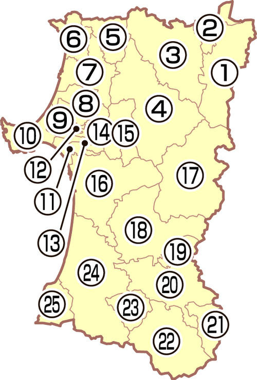 秋田県の地図