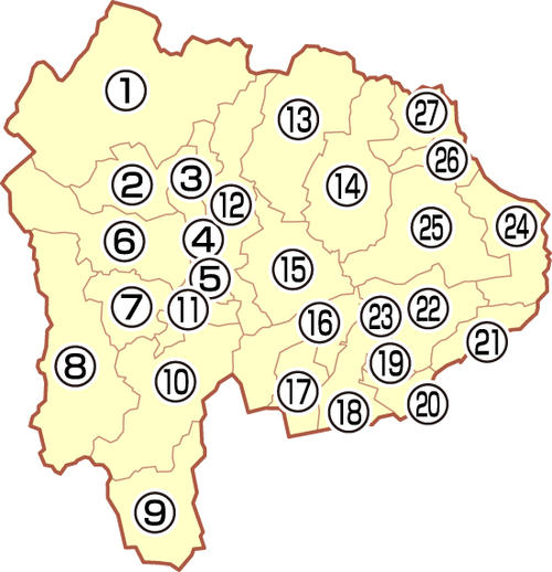 山梨県の地図