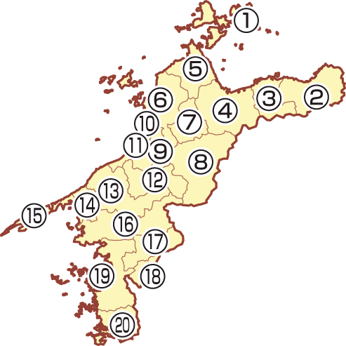 愛媛県の地図