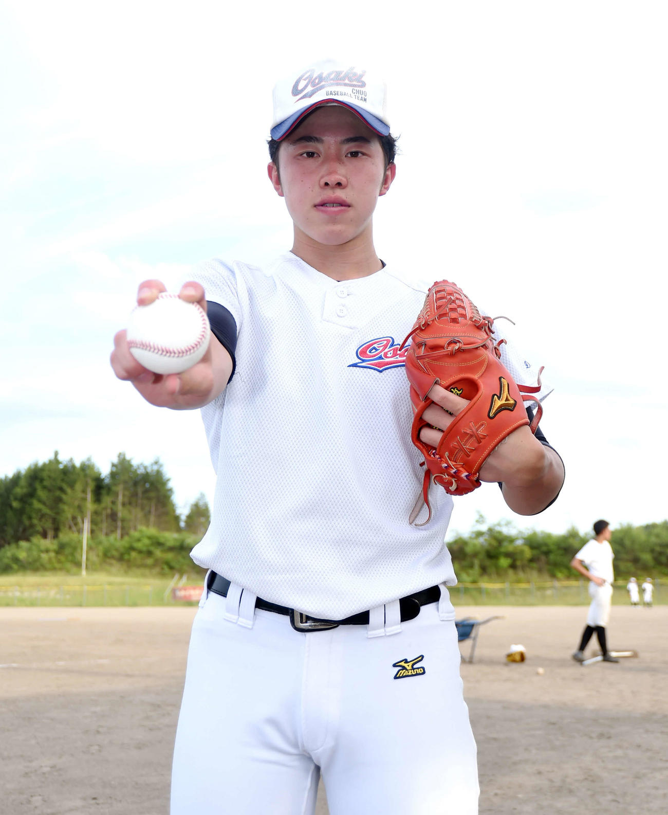代替大会優勝と同校初のプロ入りを狙う大崎中央・氏家（撮影・相沢孔志）
