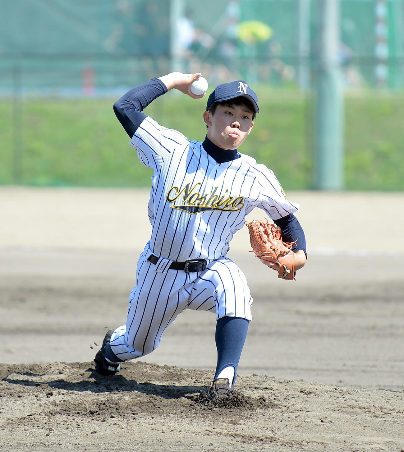 夏の全試合登板を誓う能代エース山谷（撮影・鎌田直秀）