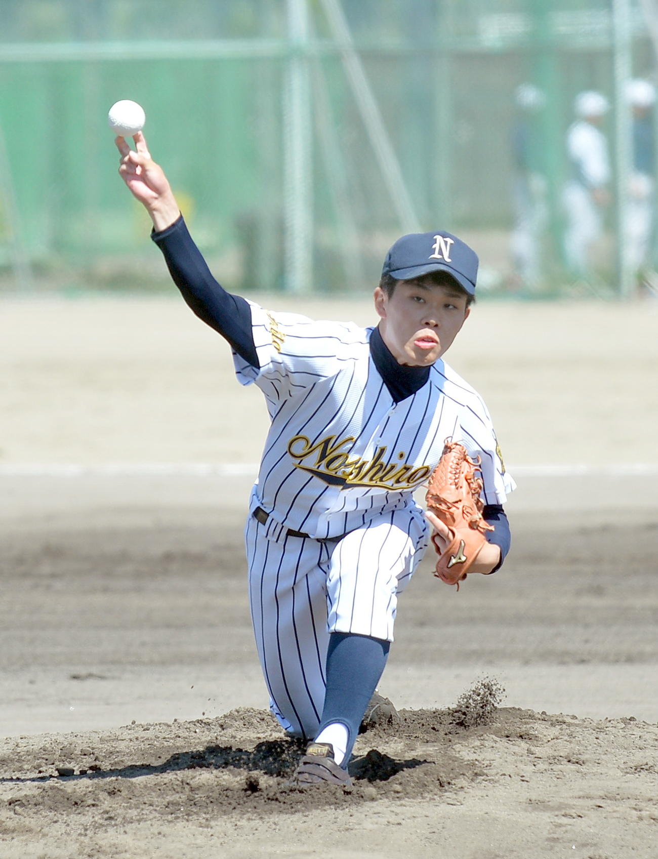 夏の全試合登板を誓う能代エース山谷（撮影・鎌田直秀）