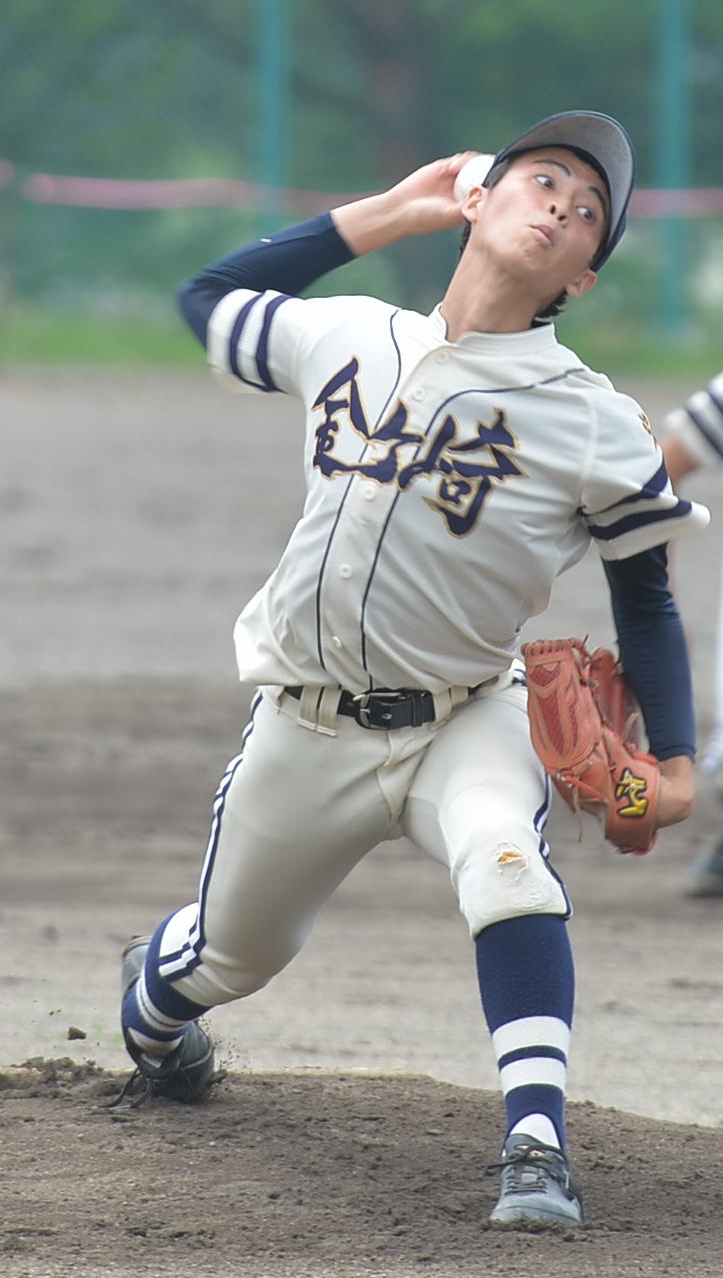 遠野緑峰対金ヶ崎　6回4安打1失点で好投した金ケ崎・中田（撮影・佐藤究）　