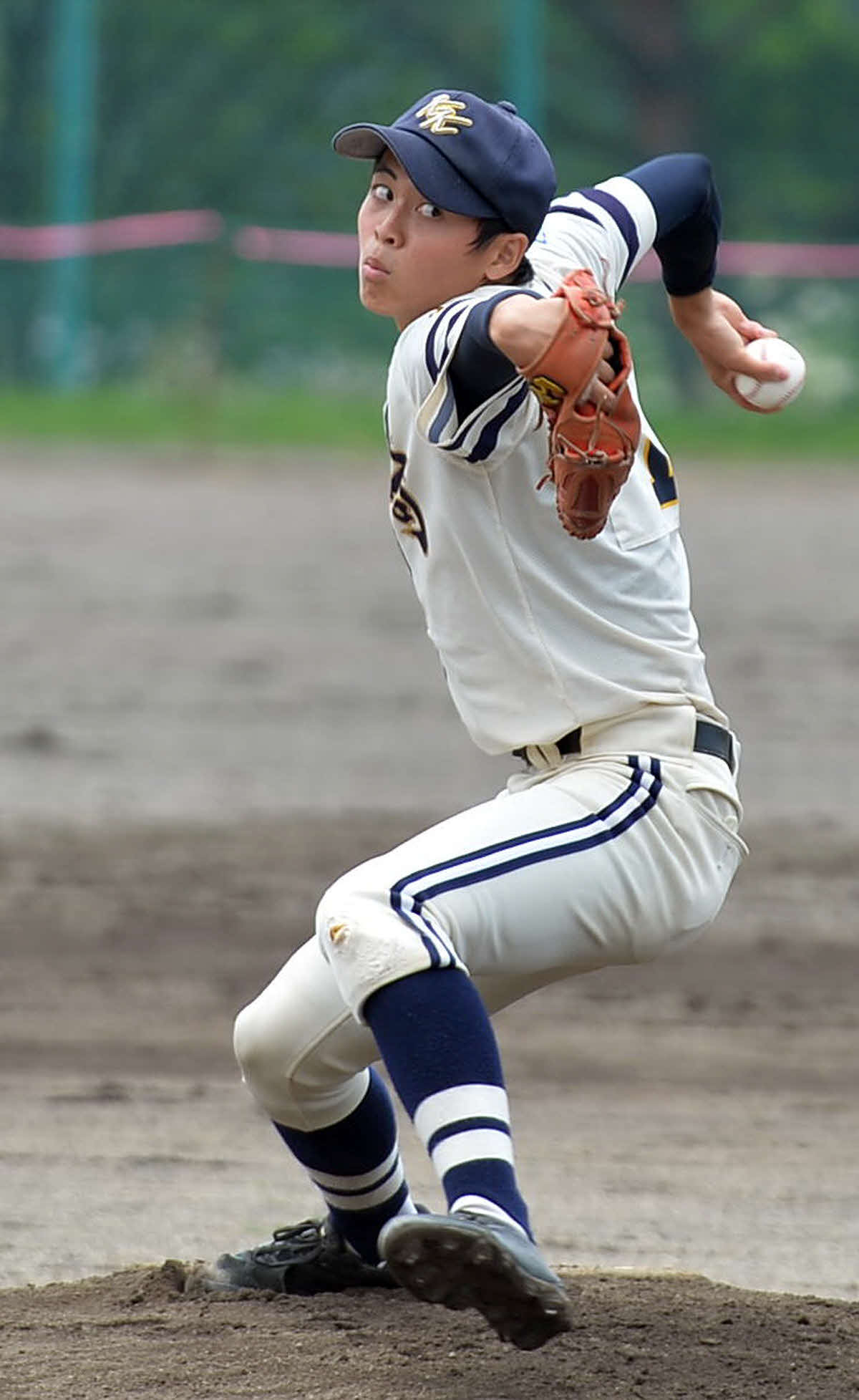 練習試合で好投する金ケ崎・中田